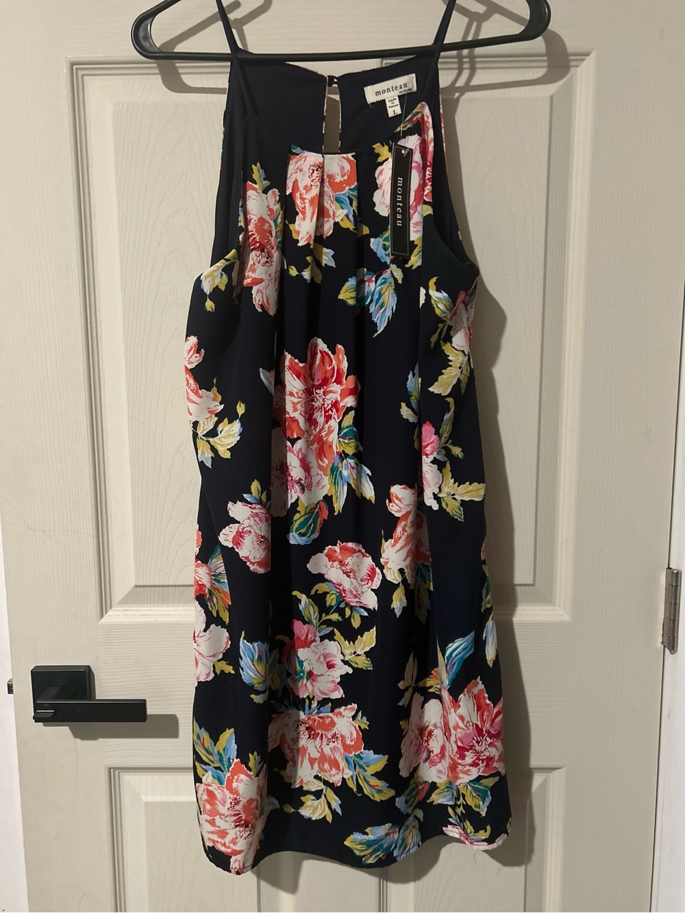 Monteau Navy Floral Halter Mini Dress